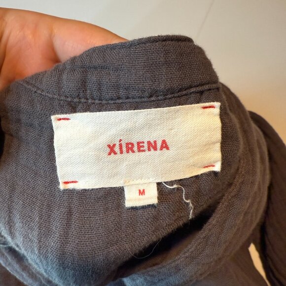 Xirena Women M Gia Dress Gauze Midi Boho Full Button V Neck Long Sleeve Gray - Picture 6 of 12